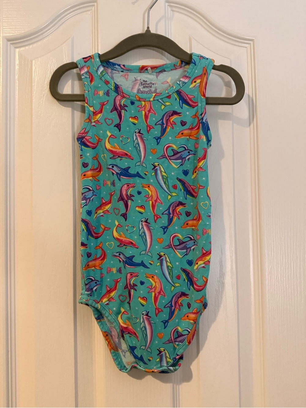Posh Peanut Teal Dancing Dolphin Print One-Piece